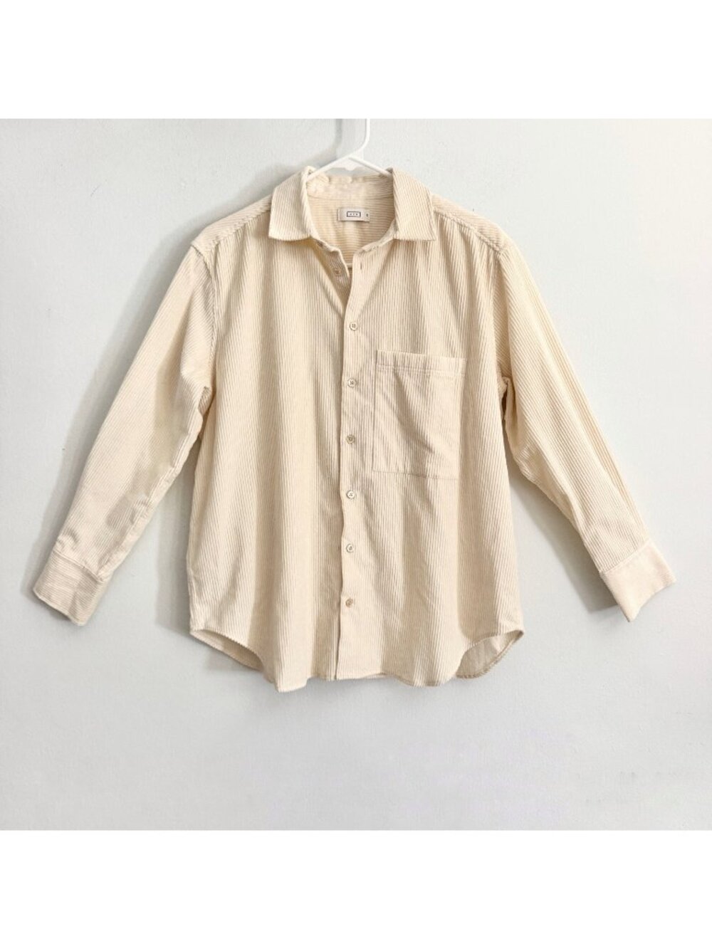 AYR The Deep End Cream Corduroy Button Down Shirt King Sleeve Women’s Size XS